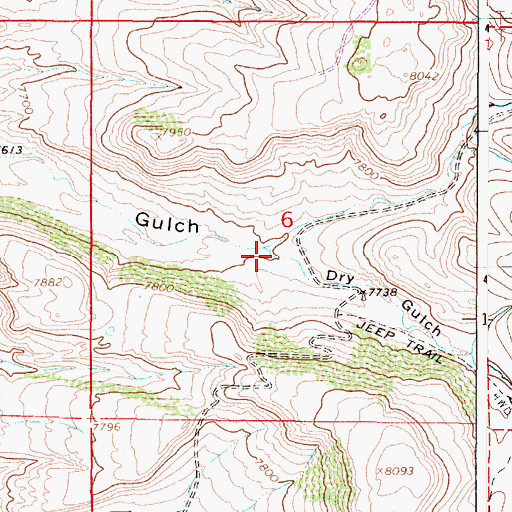 Topographic Map of Dry Gulch, WY