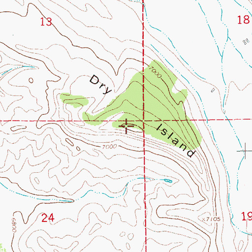 Topographic Map of Dry Island, WY