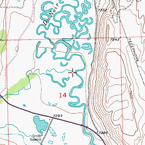 Topographic Map of Du Noir Creek, WY