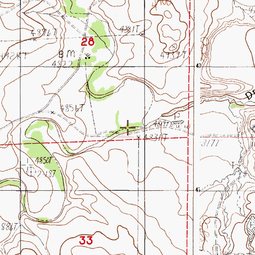 Topographic Map of Duck Creek, WY