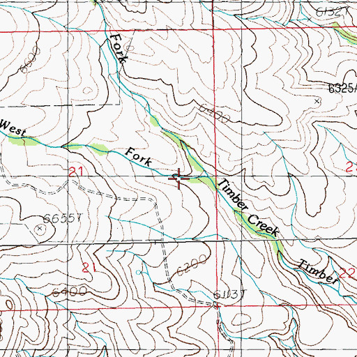 Topographic Map of East Fork Timber Creek, WY