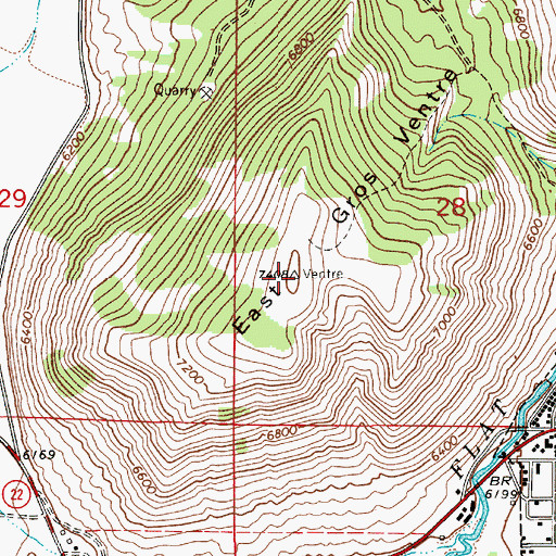 Topographic Map of East Gros Ventre Butte, WY