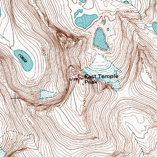 Topographic Map of East Temple Peak, WY