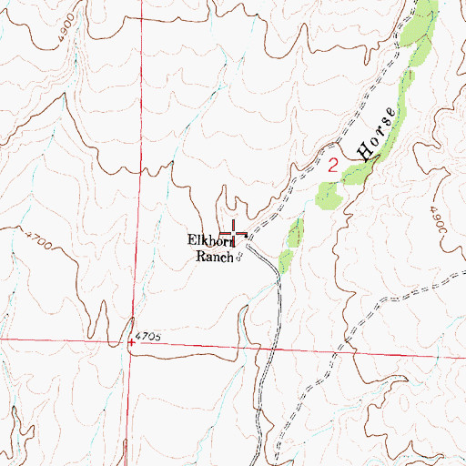 Topographic Map of Elkhorn Ranch, WY