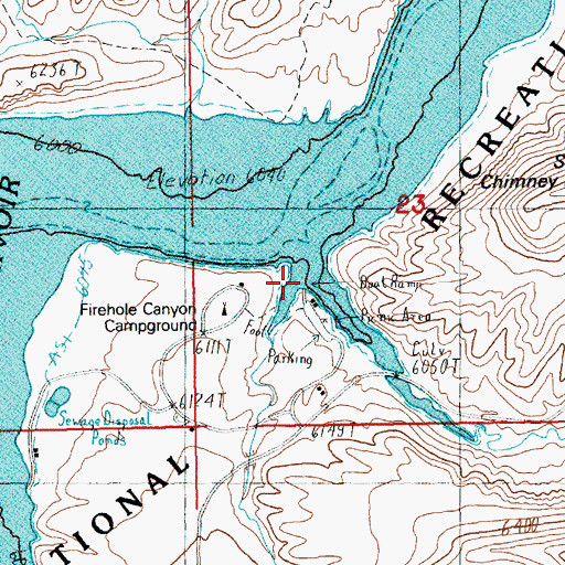 Topographic Map of Firehole Canyon, WY