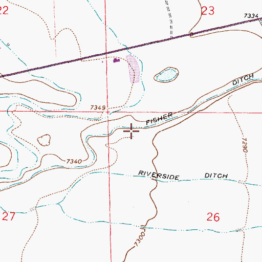 Topographic Map of Fisher Ditch, WY