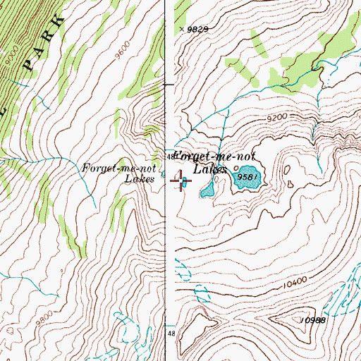 Topographic Map of Forget-me-not Lakes, WY