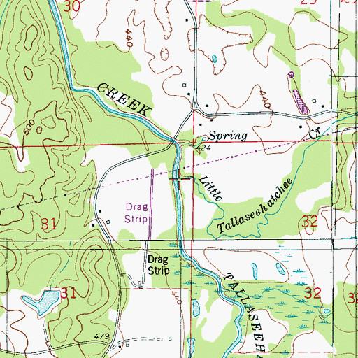 Topographic Map of Little Tallaseehatchee Creek, AL