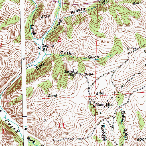 Topographic Map of Garfield Mine, WY
