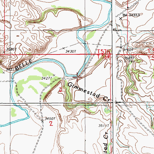 Topographic Map of Gimmestad Creek, WY