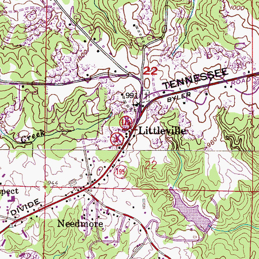 Topographic Map of Littleville, AL