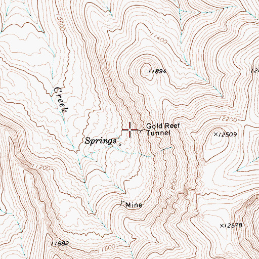 Topographic Map of Gold Reef Tunnel, WY