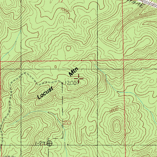 Topographic Map of Locust Mountain, AL
