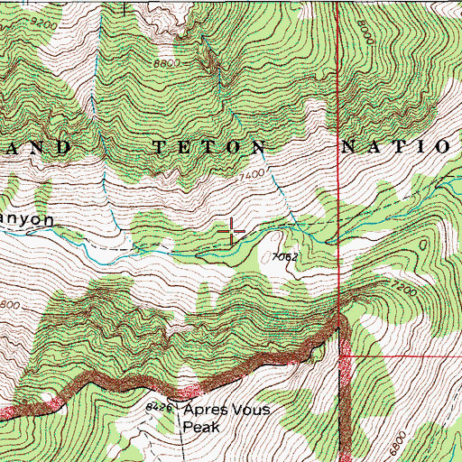 Topographic Map of Granite Canyon Trail, WY