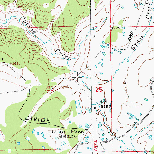 Topographic Map of Grass Creek, WY