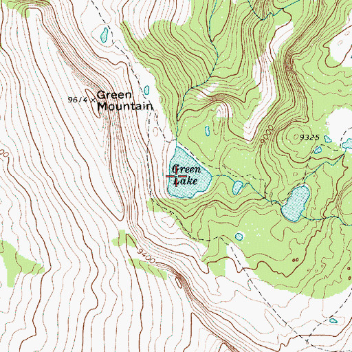 Topographic Map of Green Lake, WY