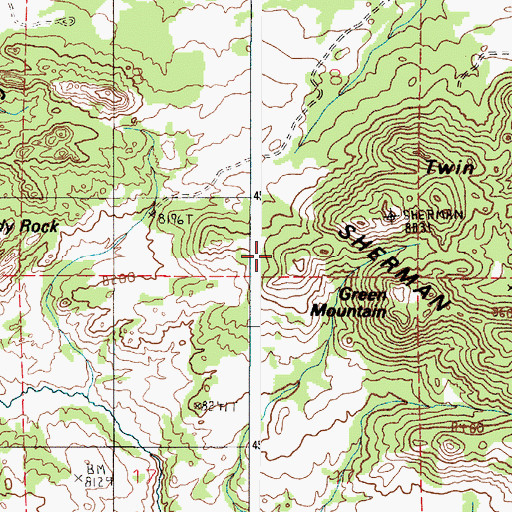 Topographic Map of Green Mountain, WY