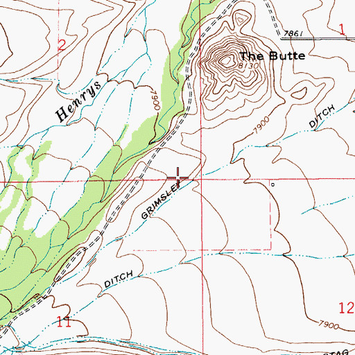 Topographic Map of Grimsley Ditch, WY