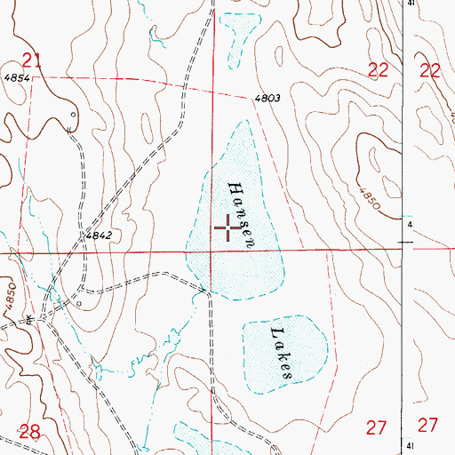 Topographic Map of Hansen Lakes, WY