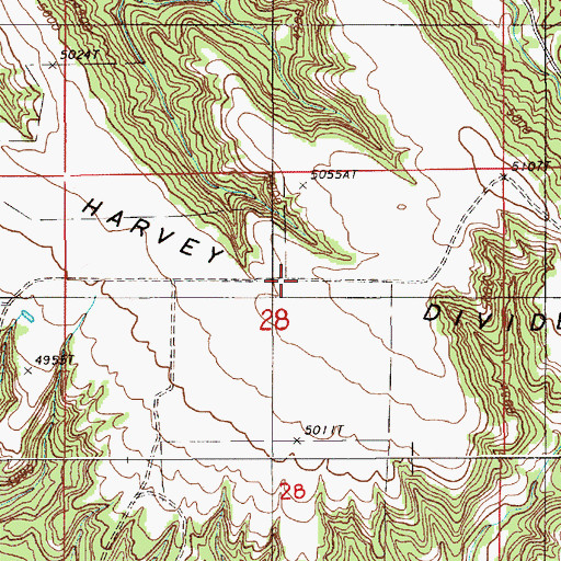 Topographic Map of Harvey Divide, WY