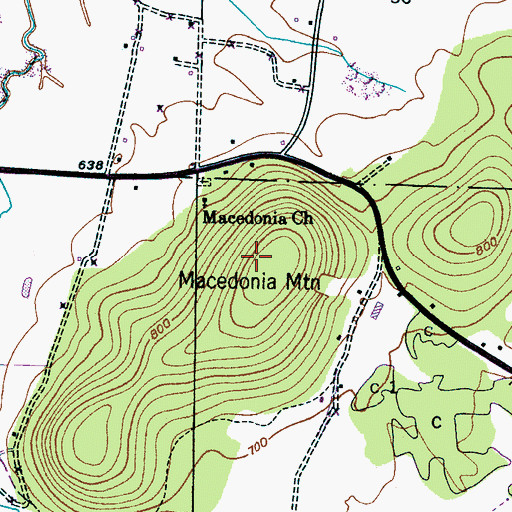 Topographic Map of Macedonia Mountain, AL