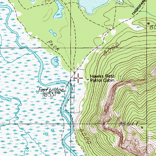 Topographic Map of Hawks Rest Patrol Cabin, WY