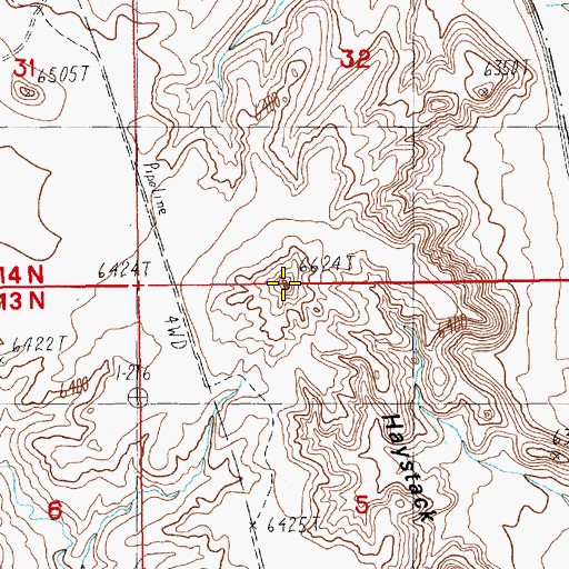 Topographic Map of Haystack Buttes, WY