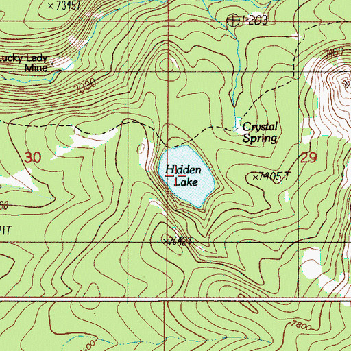 Topographic Map of Hidden Lake, WY