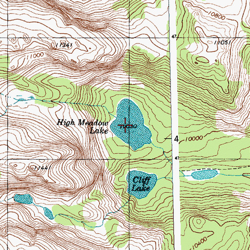Topographic Map of High Meadow Lake, WY