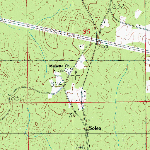 Topographic Map of Marietta School, AL