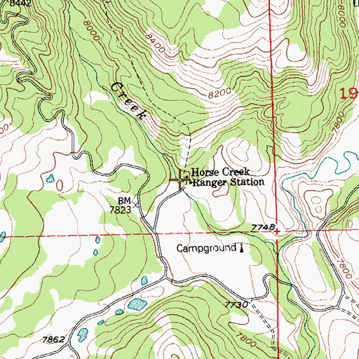Topographic Map of Horse Creek Ranger Station, WY