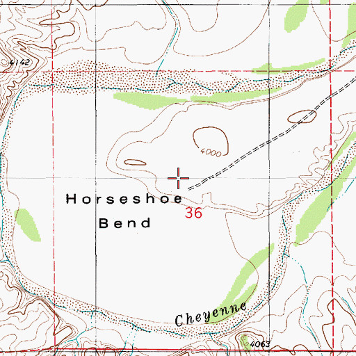 Topographic Map of Horse Shoe Bend, WY
