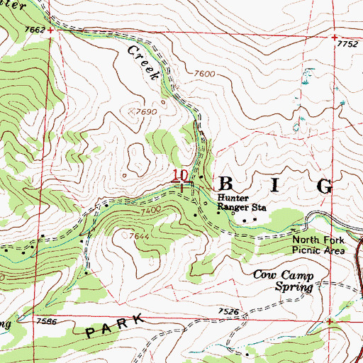 Topographic Map of Hunter Creek, WY