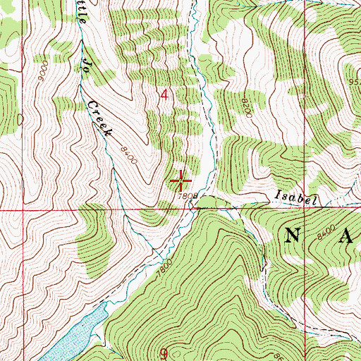 Topographic Map of Isabel Creek, WY