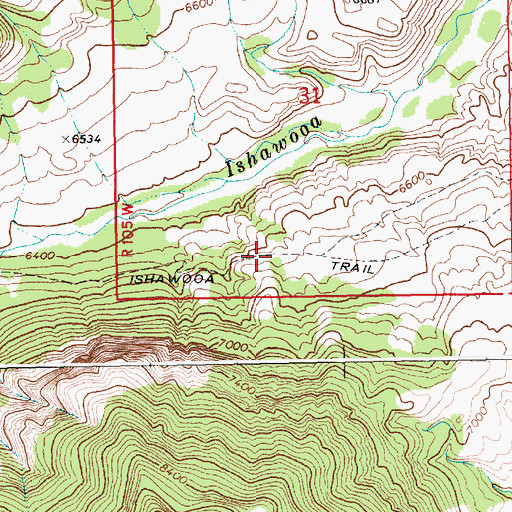Topographic Map of Ishawooa Trail, WY
