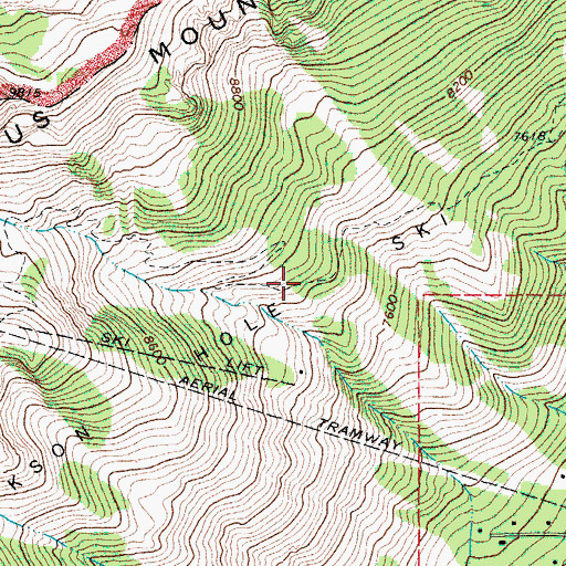 Topographic Map of Jackson Hole Ski Area, WY