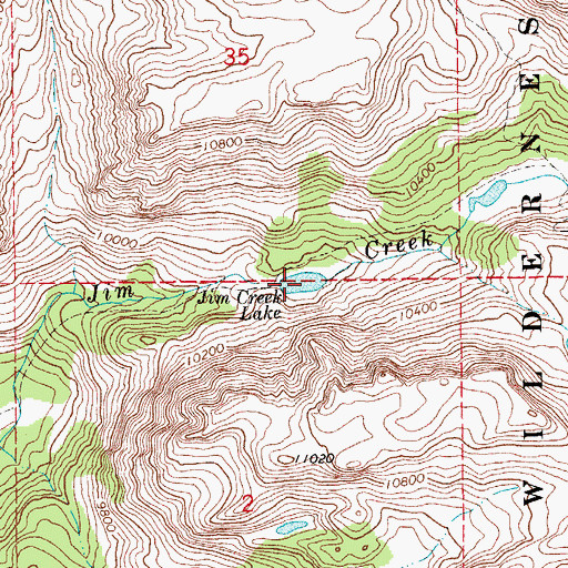Topographic Map of Jim Creek Lake, WY