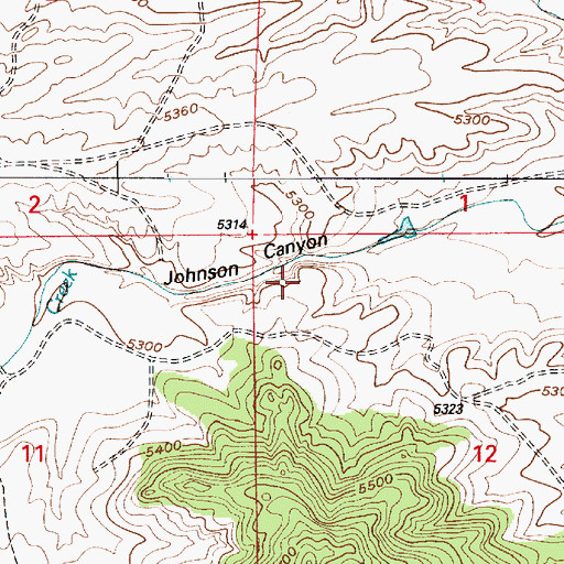Topographic Map of Johnson Canyon, WY