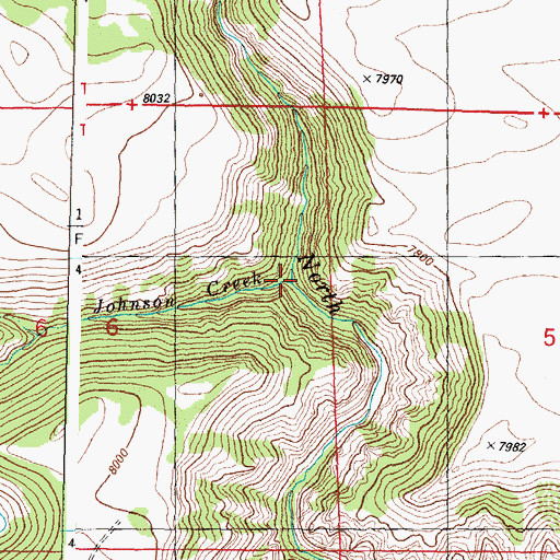 Topographic Map of Johnson Creek, WY