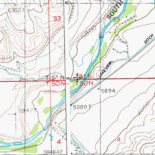 Topographic Map of Jordan Creek, WY