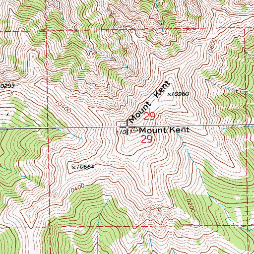 Topographic Map of Mount Kent, WY