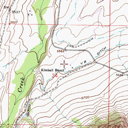 Topographic Map of Kimball Ranch, WY