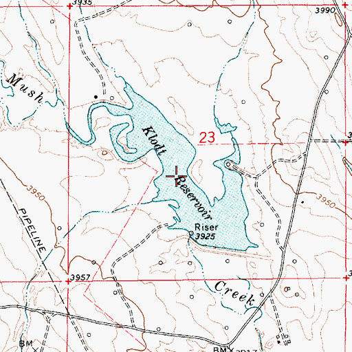 Topographic Map of Klodt Reservoir, WY