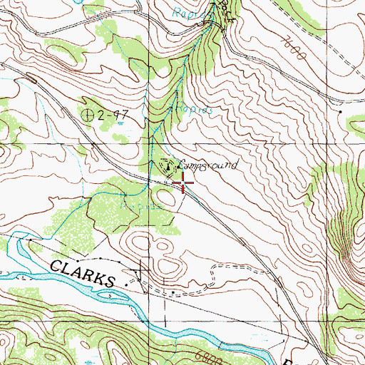 Topographic Map of Lake Creek Campground, WY