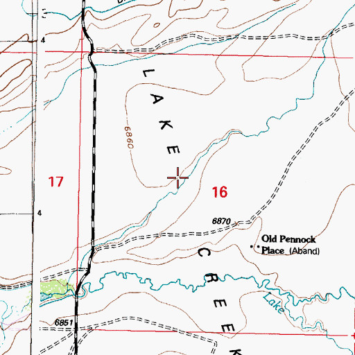 Topographic Map of Lake Creek Flats, WY