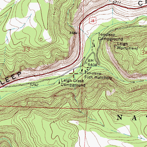 Topographic Map of Leigh Canyon, WY