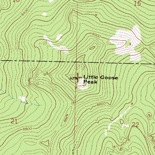 Topographic Map of Little Goose Peak, WY