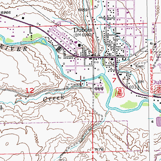Topographic Map of Little Warm Spring Creek, WY
