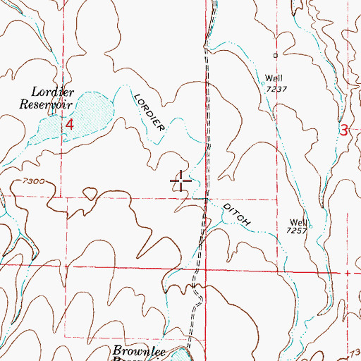 Topographic Map of Lordier Ditch, WY
