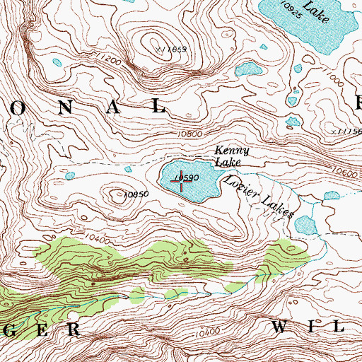 Topographic Map of Lozier Lakes, WY